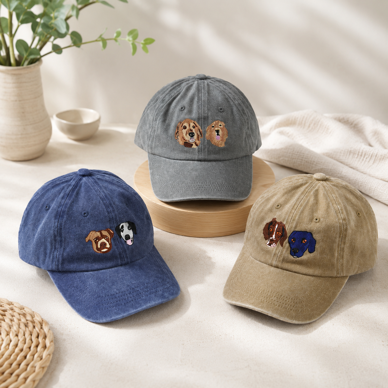Personalized Pet Embroidered Hat With Custom Cat or Dog Portrait