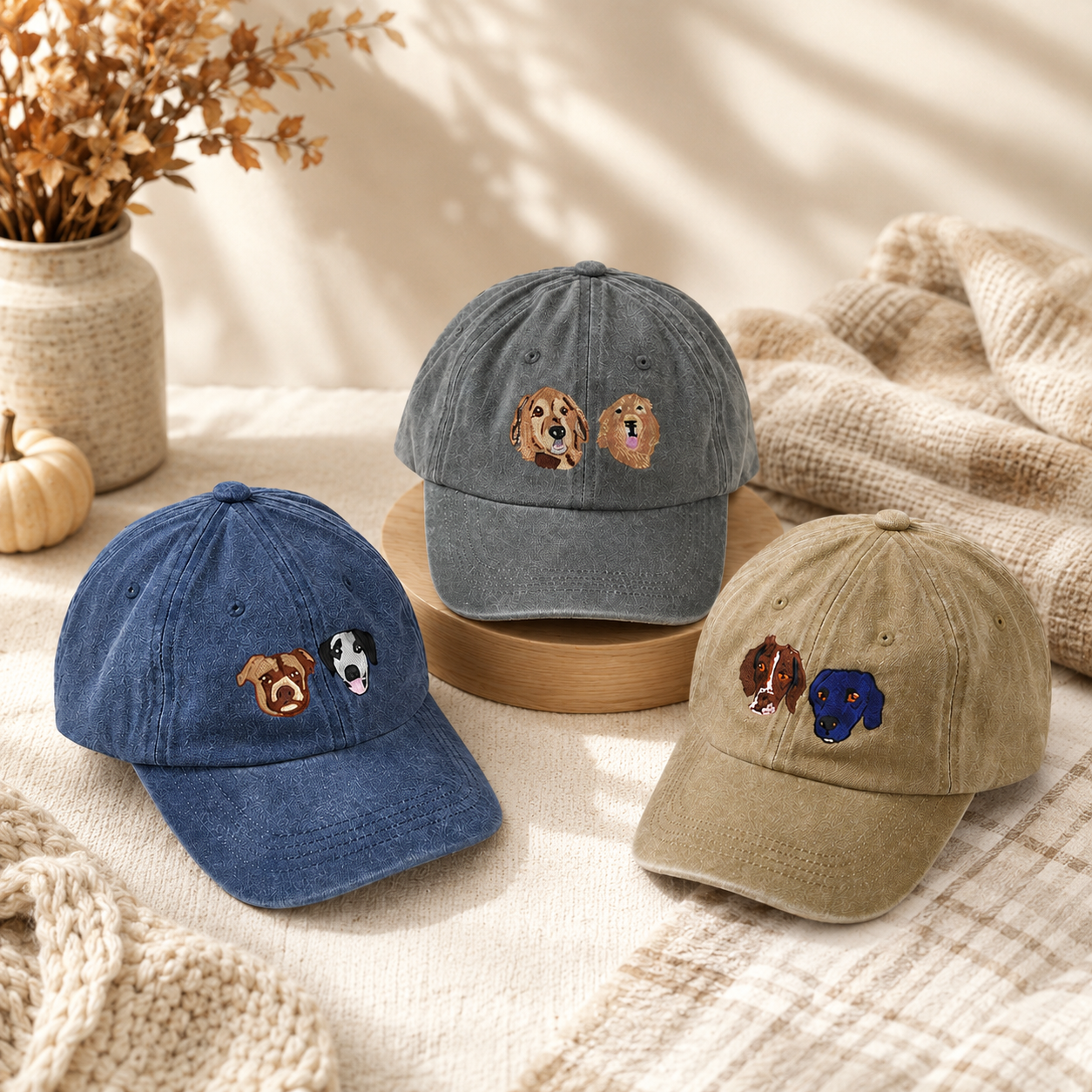Personalized Pet Embroidered Hat With Custom Cat or Dog Portrait