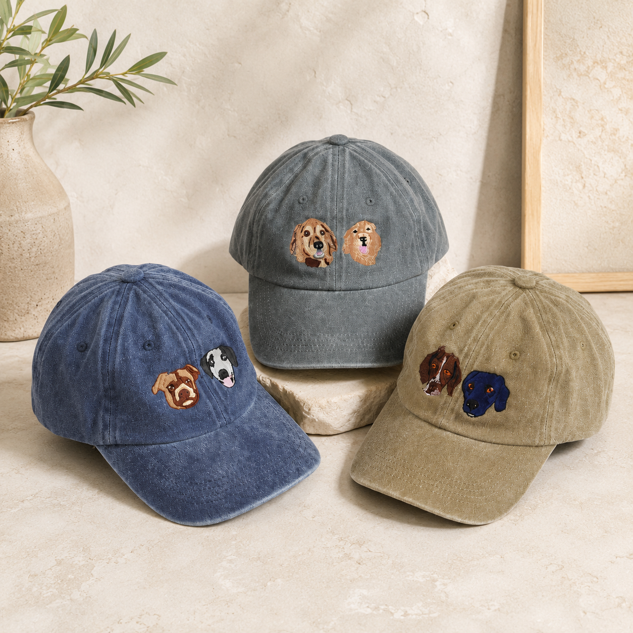 Personalized Pet Embroidered Hat With Custom Cat or Dog Portrait
