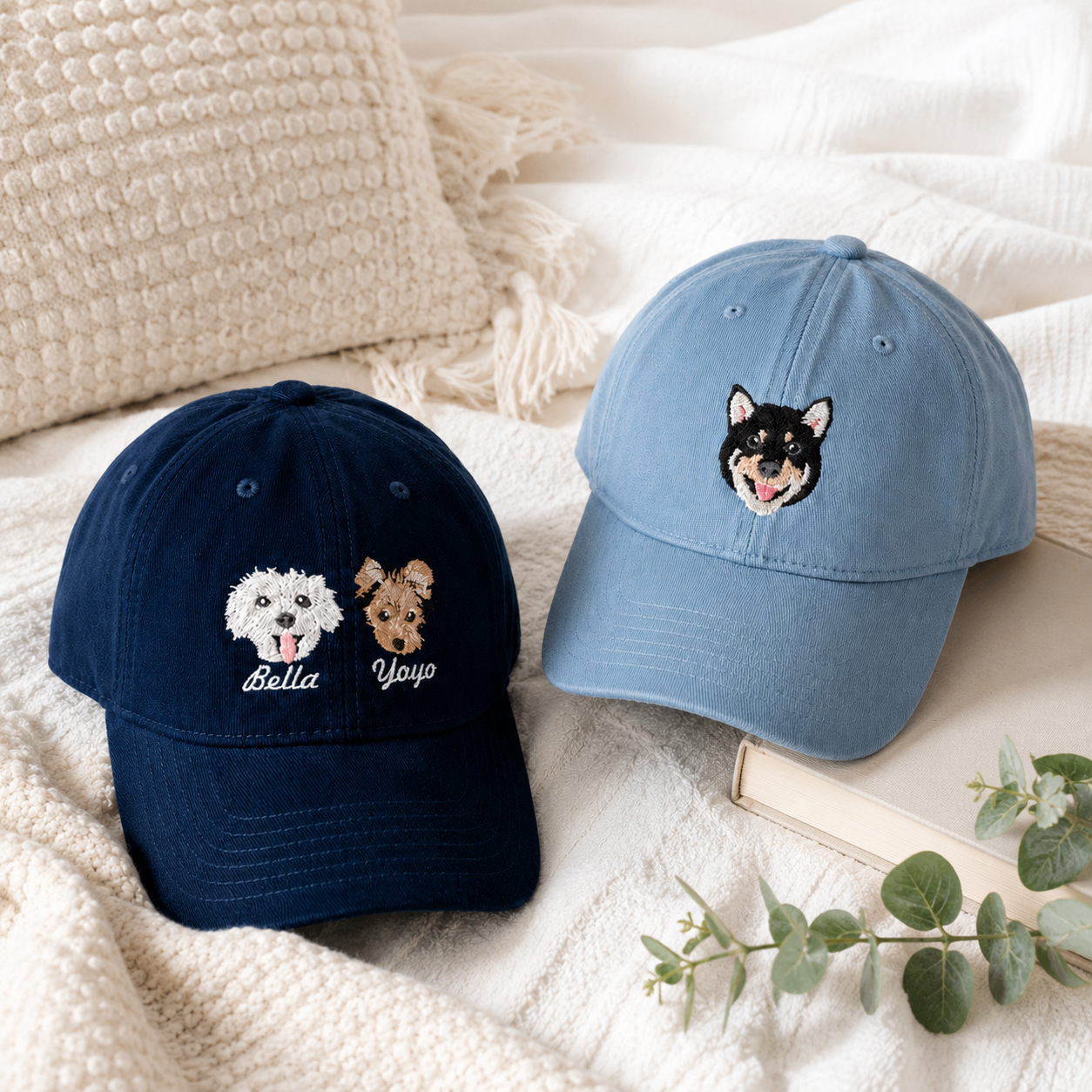 Personalized Pet Embroidered Hat With Custom Cat or Dog Portrait