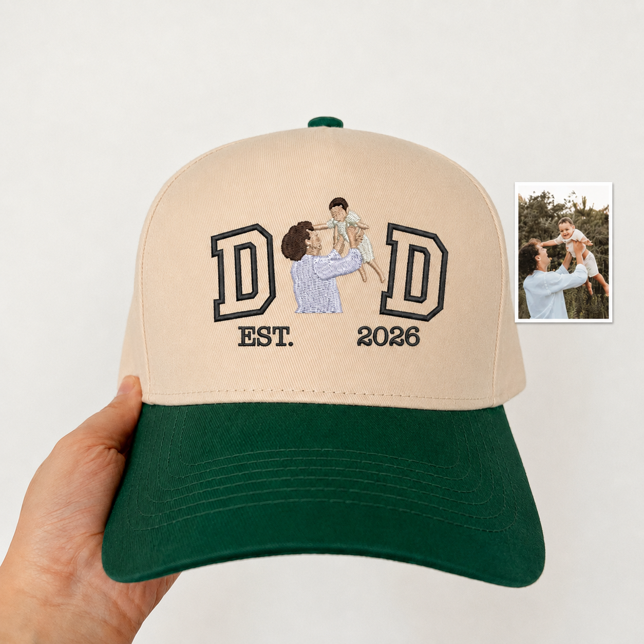 Personalized Photo Snapback Hat – Custom Embroidered Gift for Dad