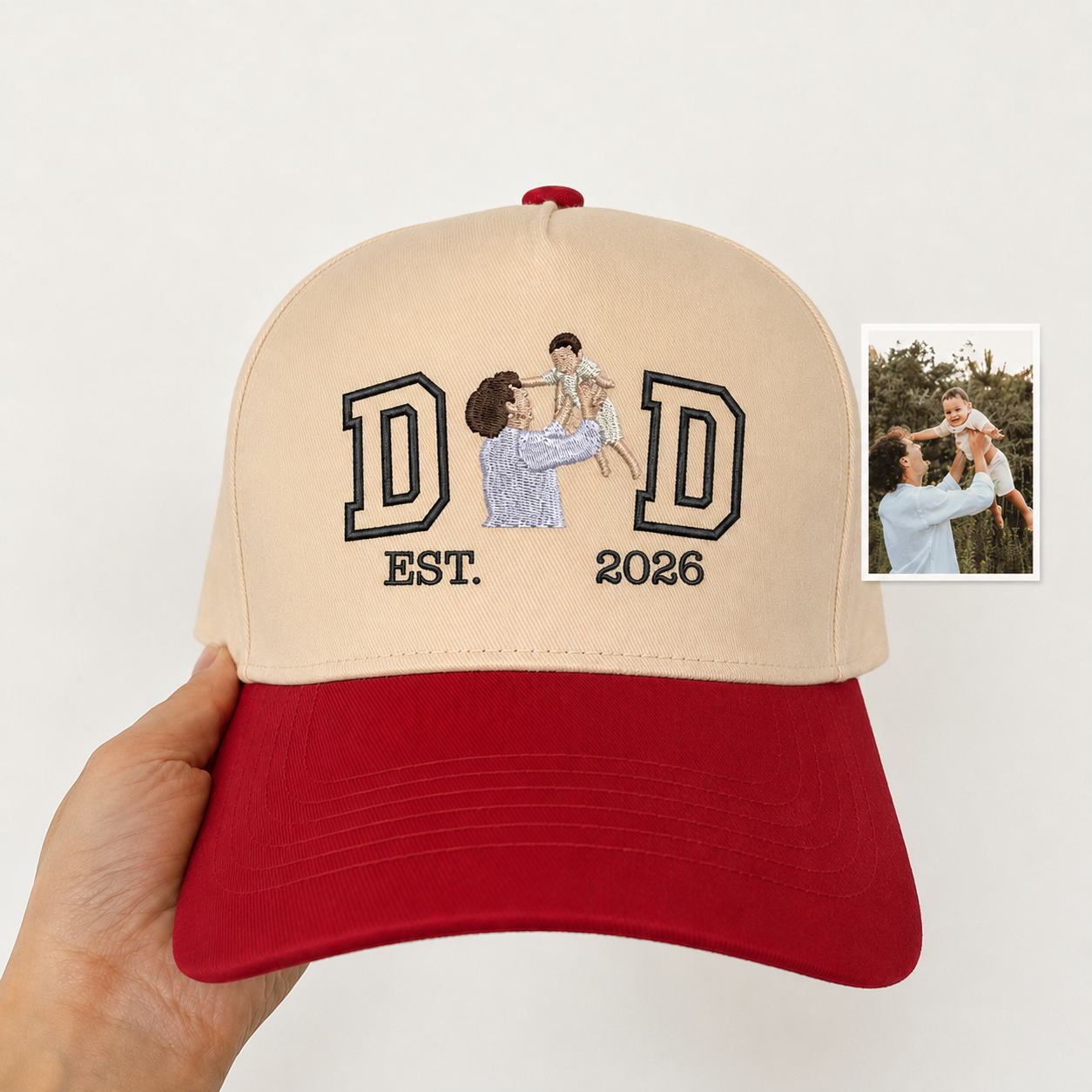 Personalized Photo Snapback Hat – Custom Embroidered Gift for Dad