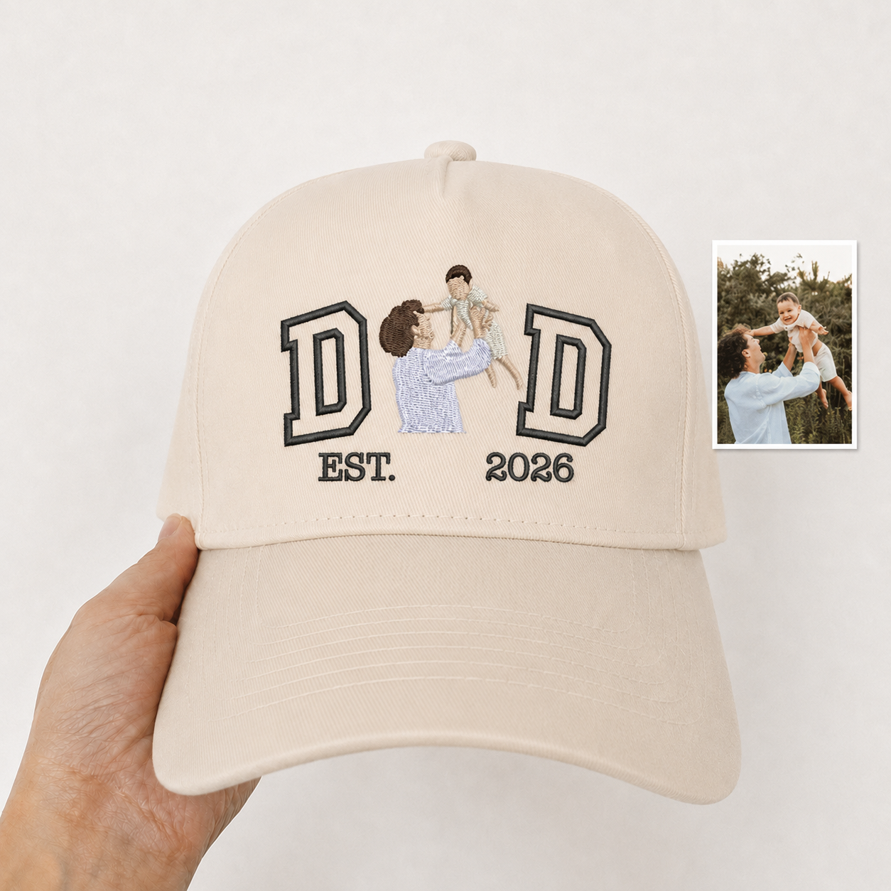 Personalized Photo Snapback Hat – Custom Embroidered Gift for Dad