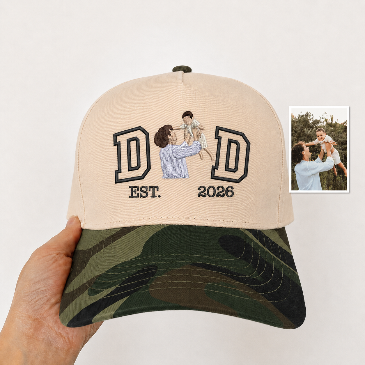 Personalized Photo Snapback Hat – Custom Embroidered Gift for Dad