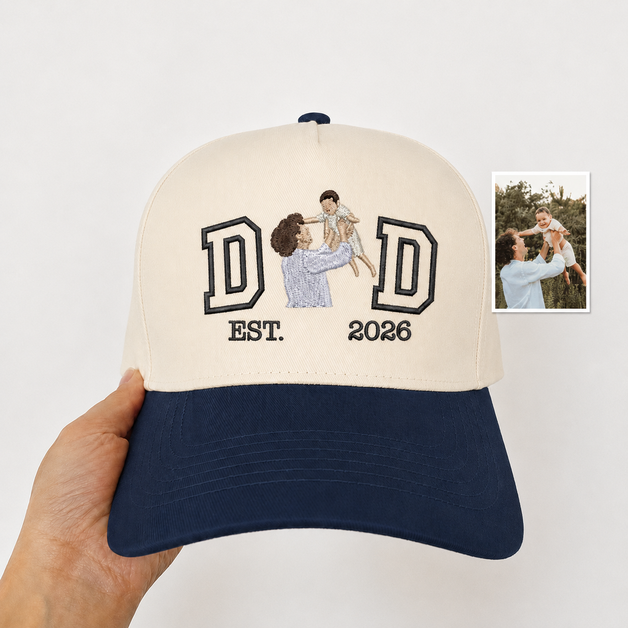 Personalized Photo Snapback Hat – Custom Embroidered Gift for Dad