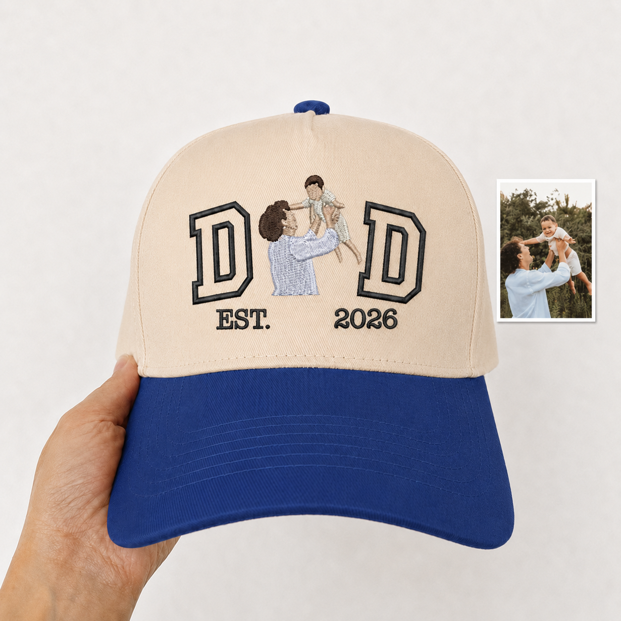 Personalized Photo Snapback Hat – Custom Embroidered Gift for Dad