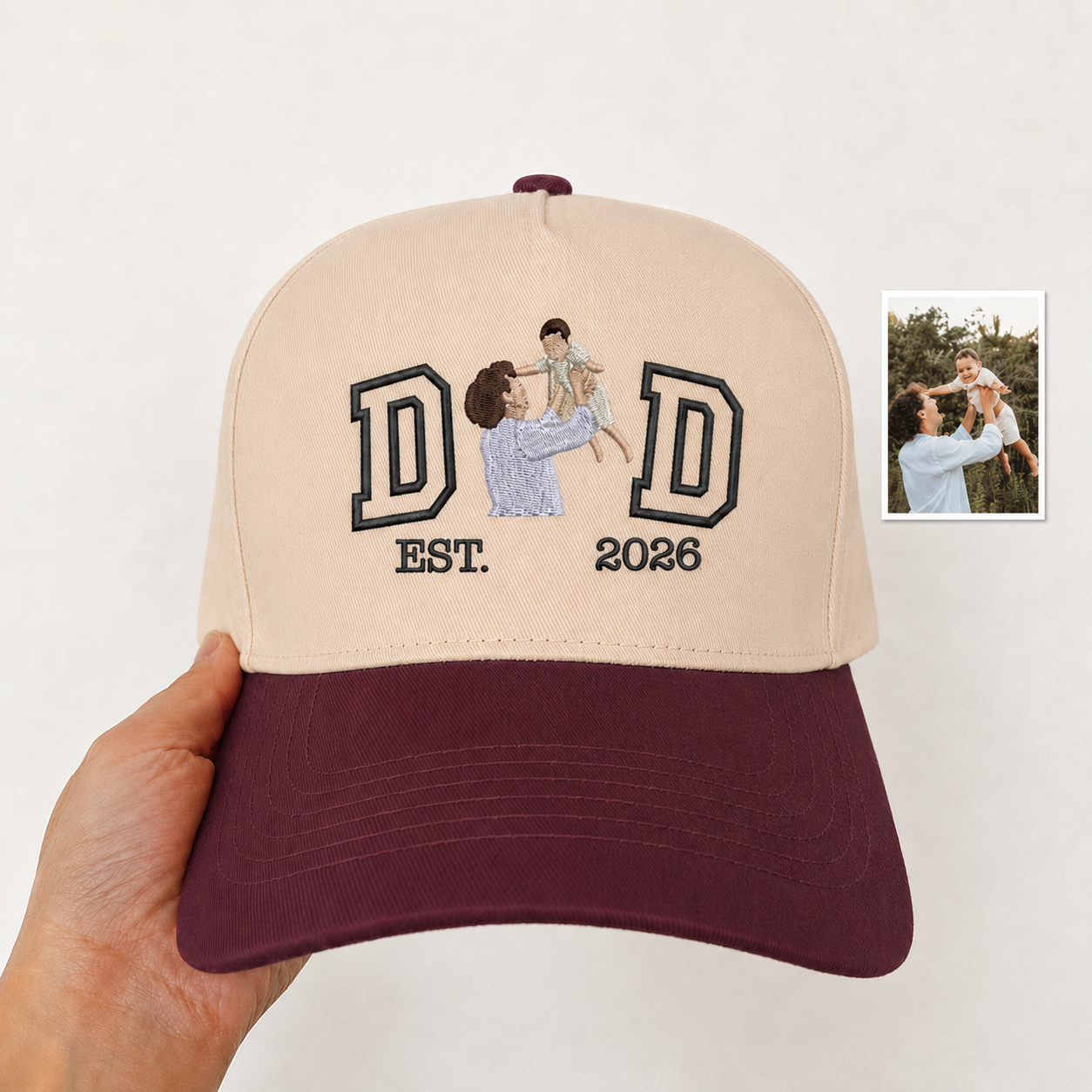 Personalized Photo Snapback Hat – Custom Embroidered Gift for Dad