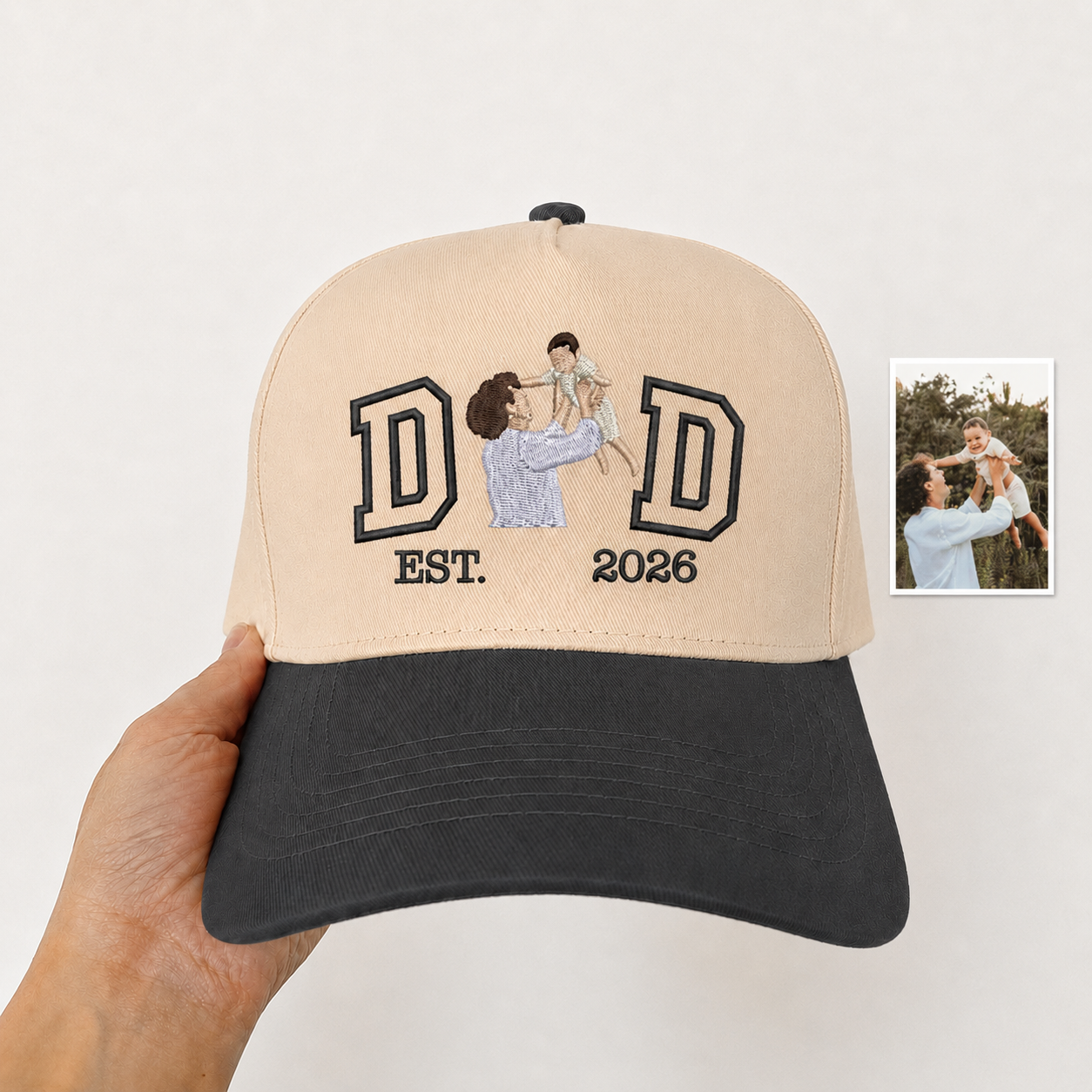 Personalized Photo Snapback Hat – Custom Embroidered Gift for Dad