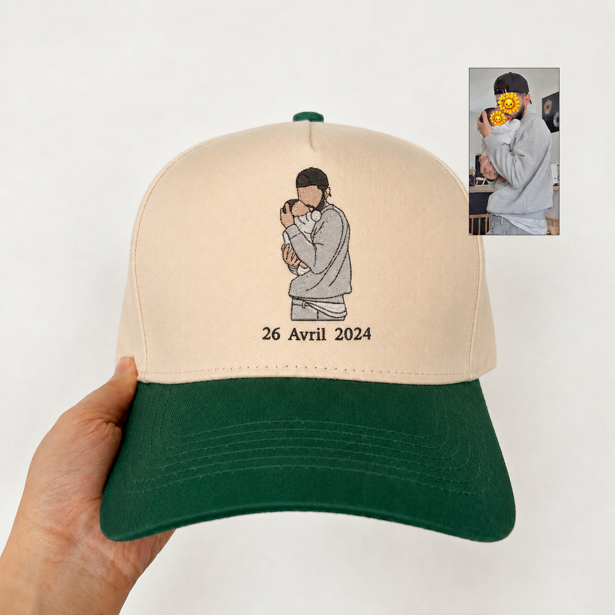Personalized Portrait Snapback Hat – Custom Embroidered Photo Cap Gift
