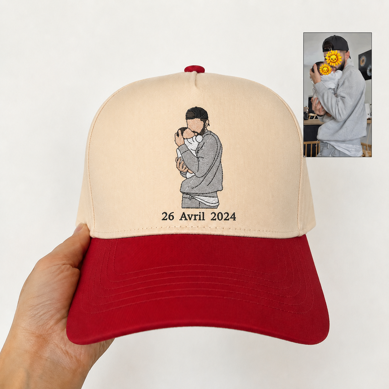 Personalized Portrait Snapback Hat – Custom Embroidered Photo Cap Gift