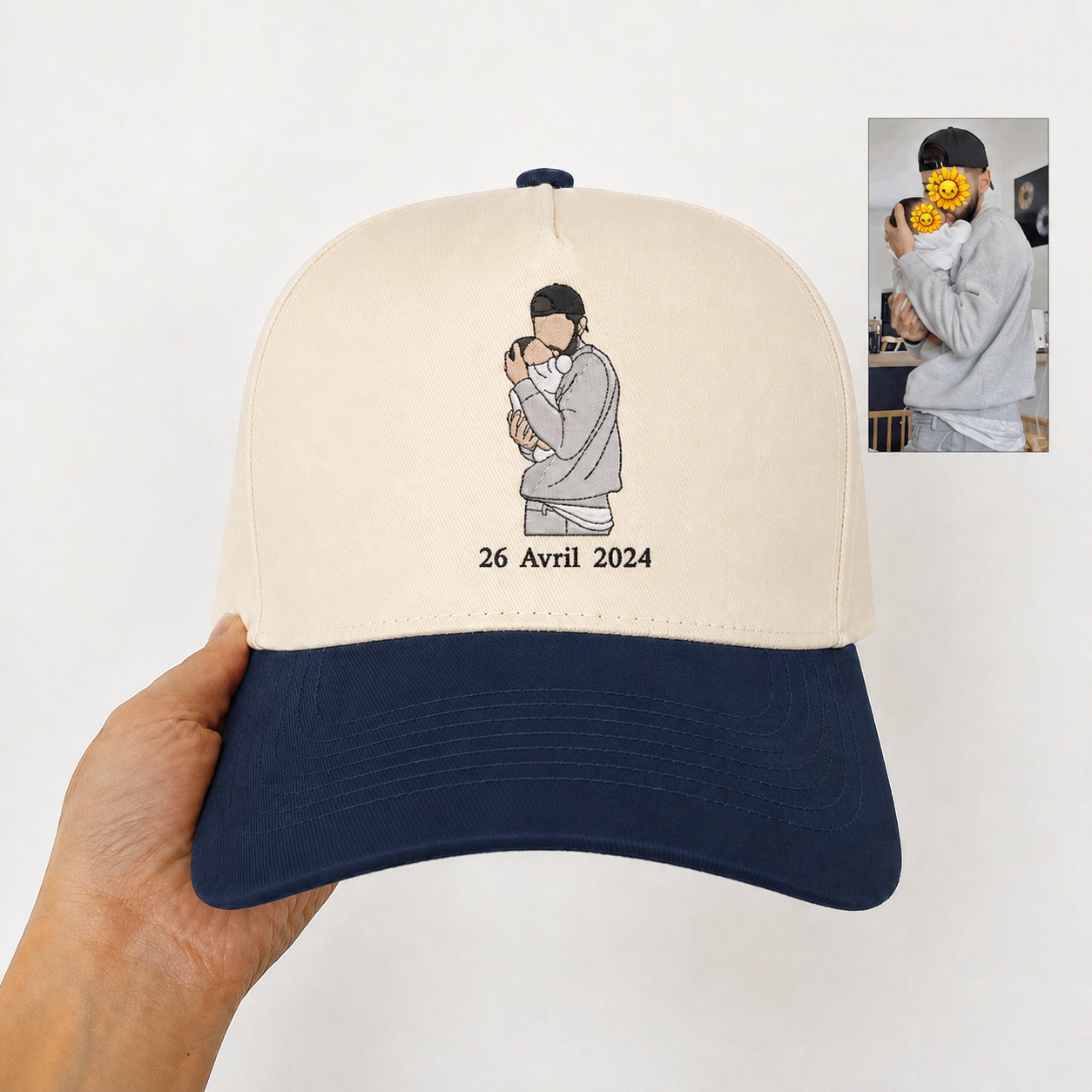 Personalized Portrait Snapback Hat – Custom Embroidered Photo Cap Gift