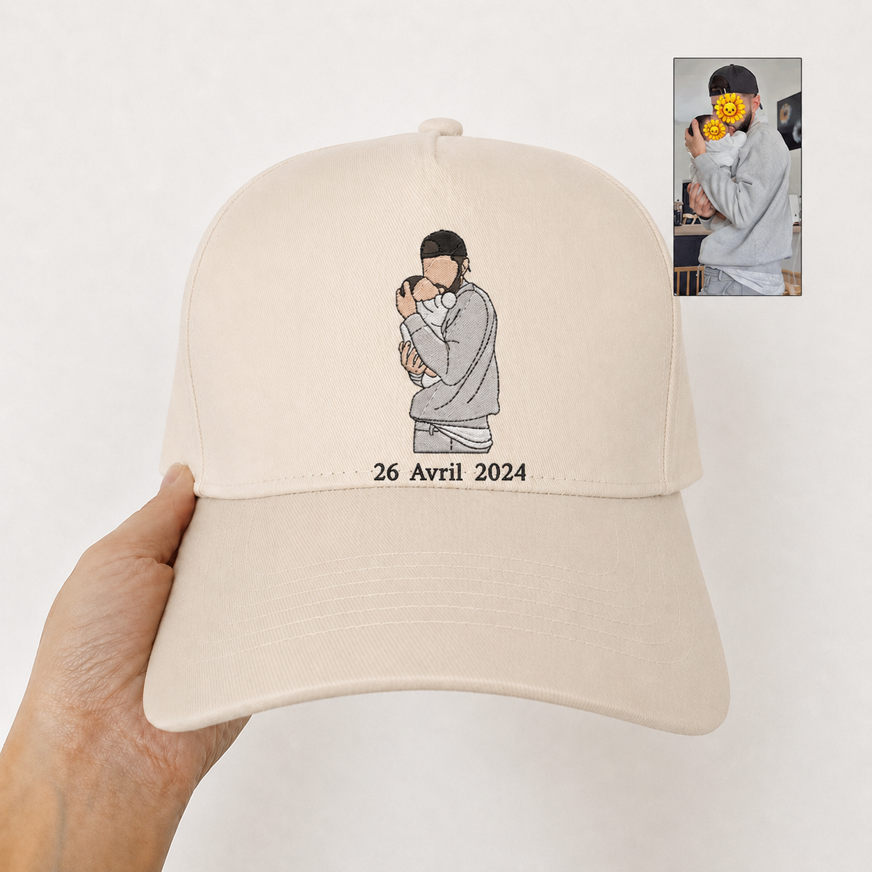 Personalized Portrait Snapback Hat – Custom Embroidered Photo Cap Gift