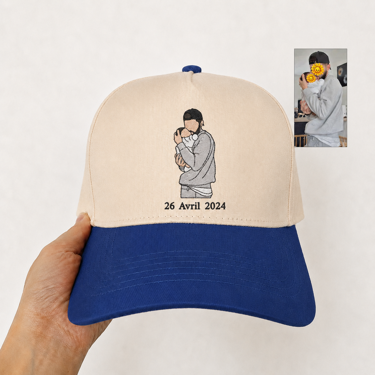Personalized Portrait Snapback Hat – Custom Embroidered Photo Cap Gift