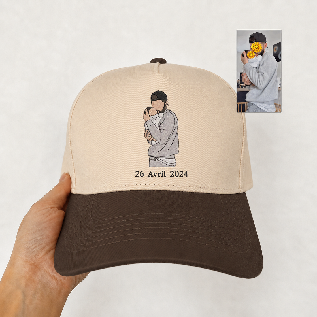 Personalized Portrait Snapback Hat – Custom Embroidered Photo Cap Gift