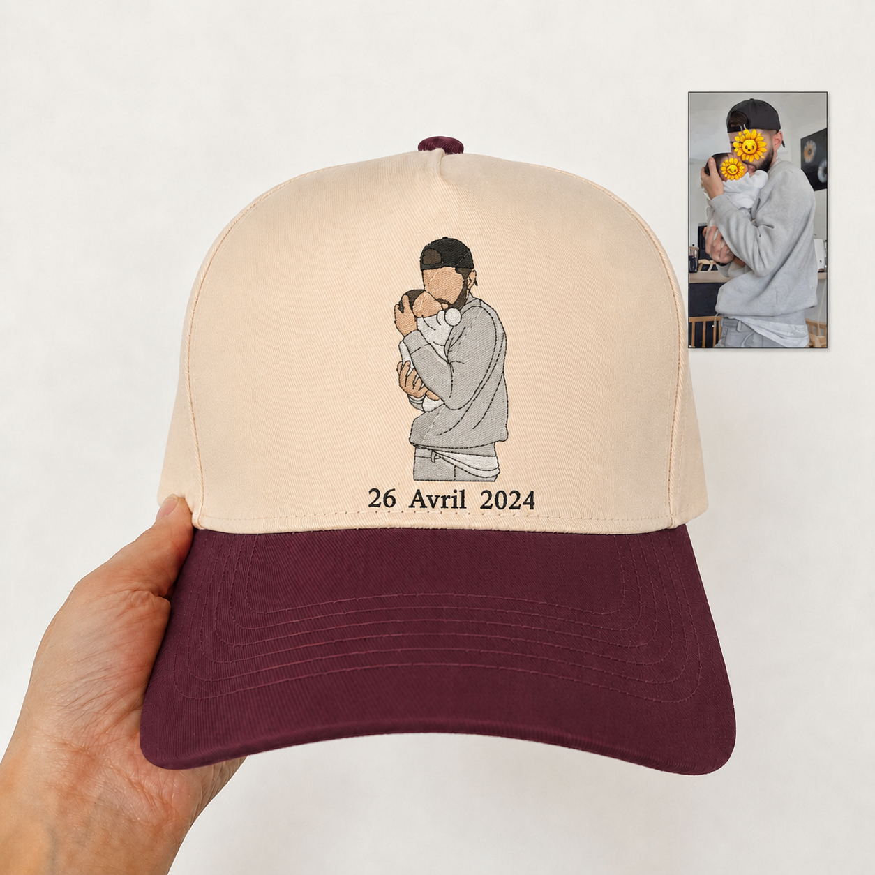Personalized Portrait Snapback Hat – Custom Embroidered Photo Cap Gift