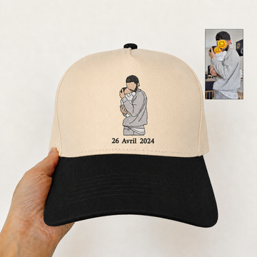 Personalized Portrait Snapback Hat – Custom Embroidered Photo Cap Gift