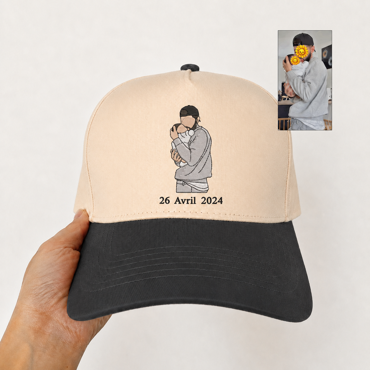 Personalized Portrait Snapback Hat – Custom Embroidered Photo Cap Gift