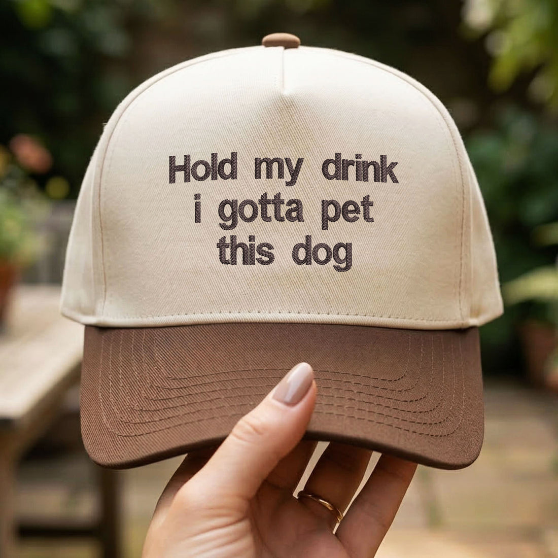 Personalized Embroidered Hold My Drink I Gotta Pet This Dog Snapback Hat