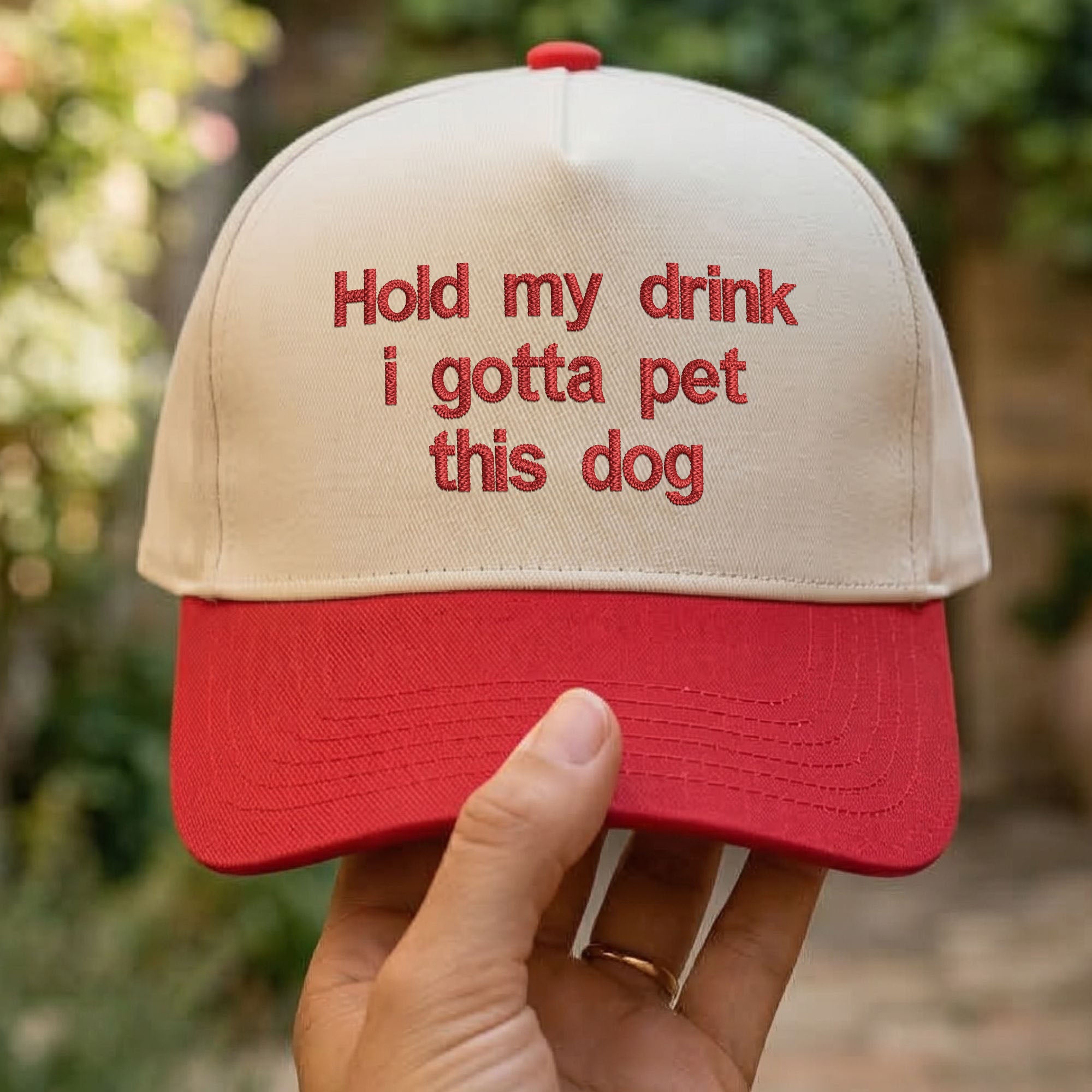 Personalized Embroidered Hold My Drink I Gotta Pet This Dog Snapback Hat