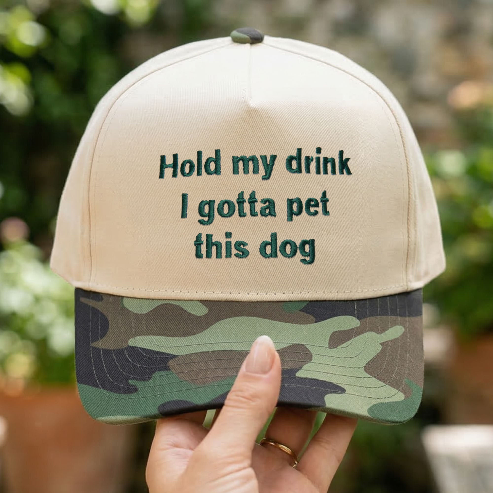 Personalized Embroidered Hold My Drink I Gotta Pet This Dog Snapback Hat