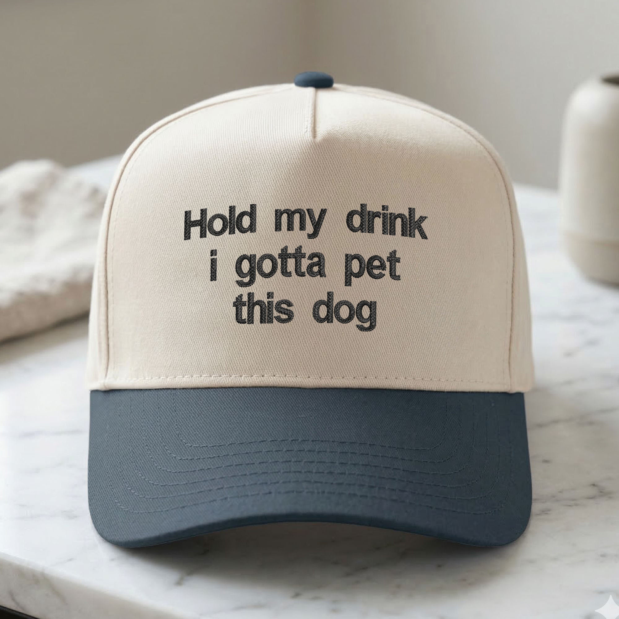 Personalized Embroidered Hold My Drink I Gotta Pet This Dog Snapback Hat