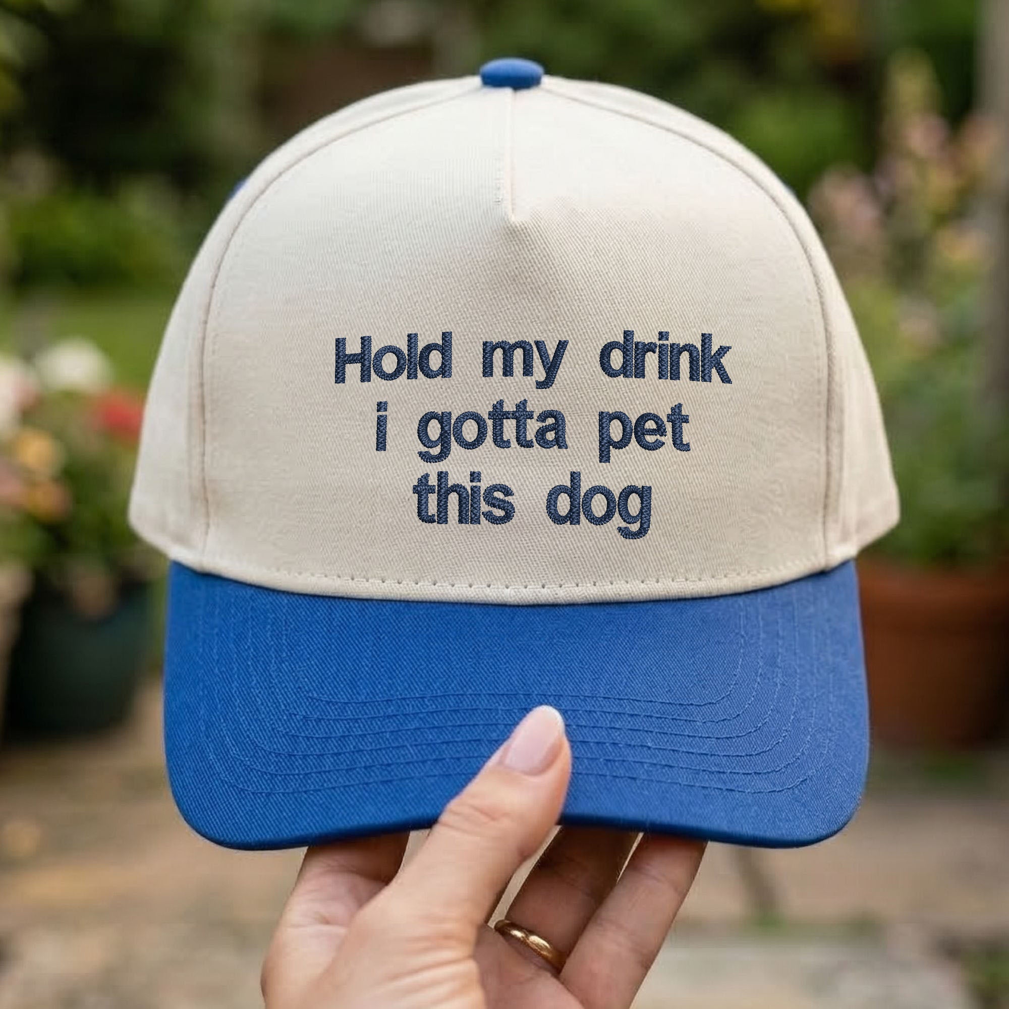 Personalized Embroidered Hold My Drink I Gotta Pet This Dog Snapback Hat