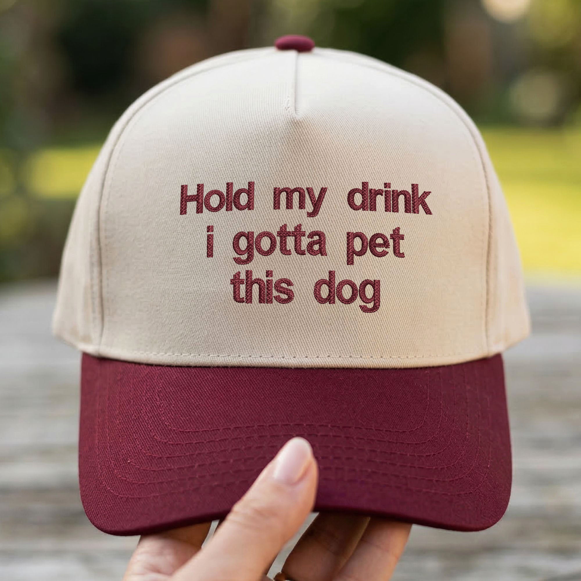 Personalized Embroidered Hold My Drink I Gotta Pet This Dog Snapback Hat