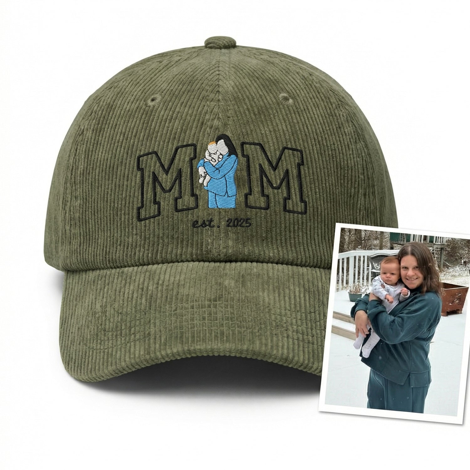 Custom Mom Portrait Hat - Personalized Photo Embroidered Mom Cap