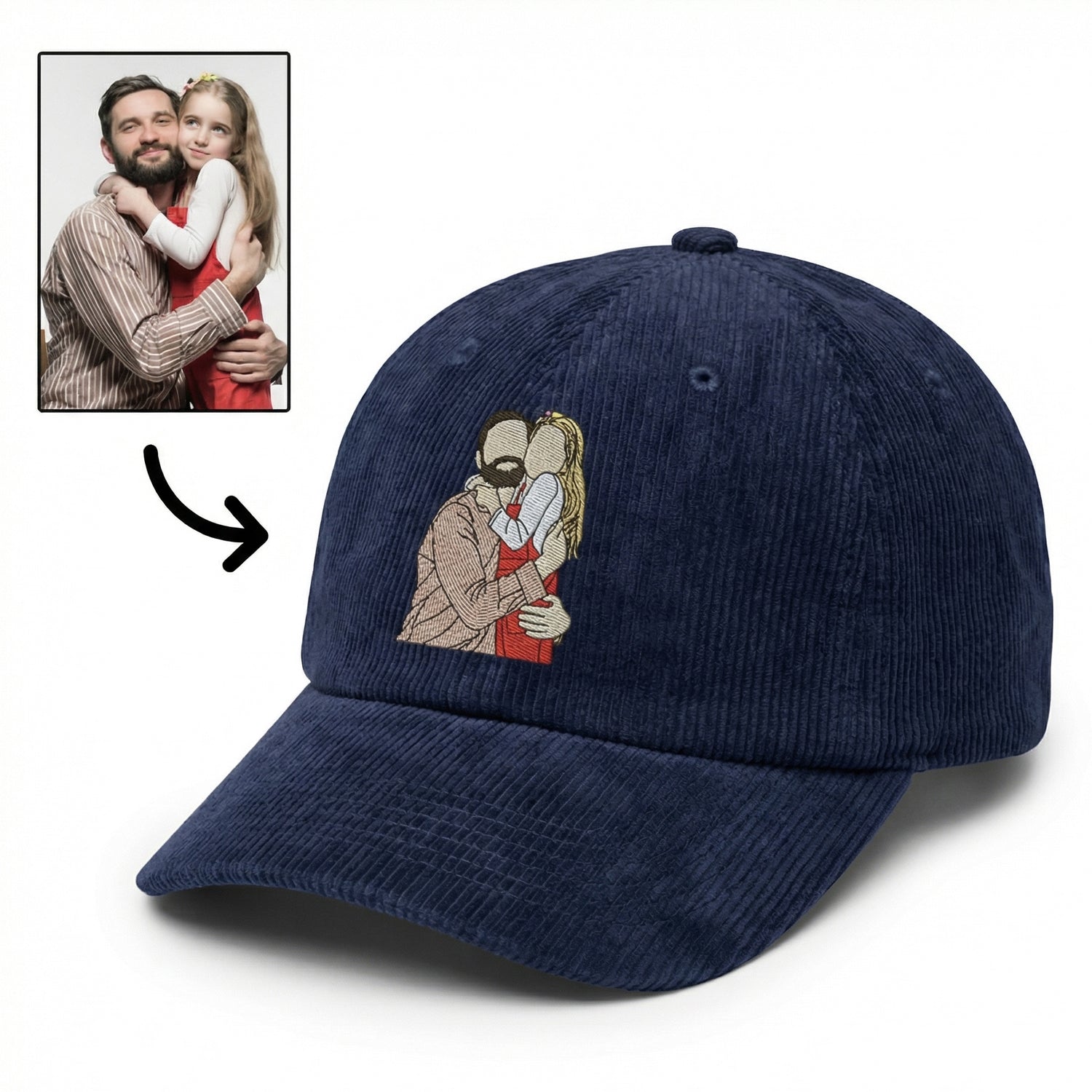 Custom Mom Corduroy Hat - Personalized Embroidered Photo Mom Cap