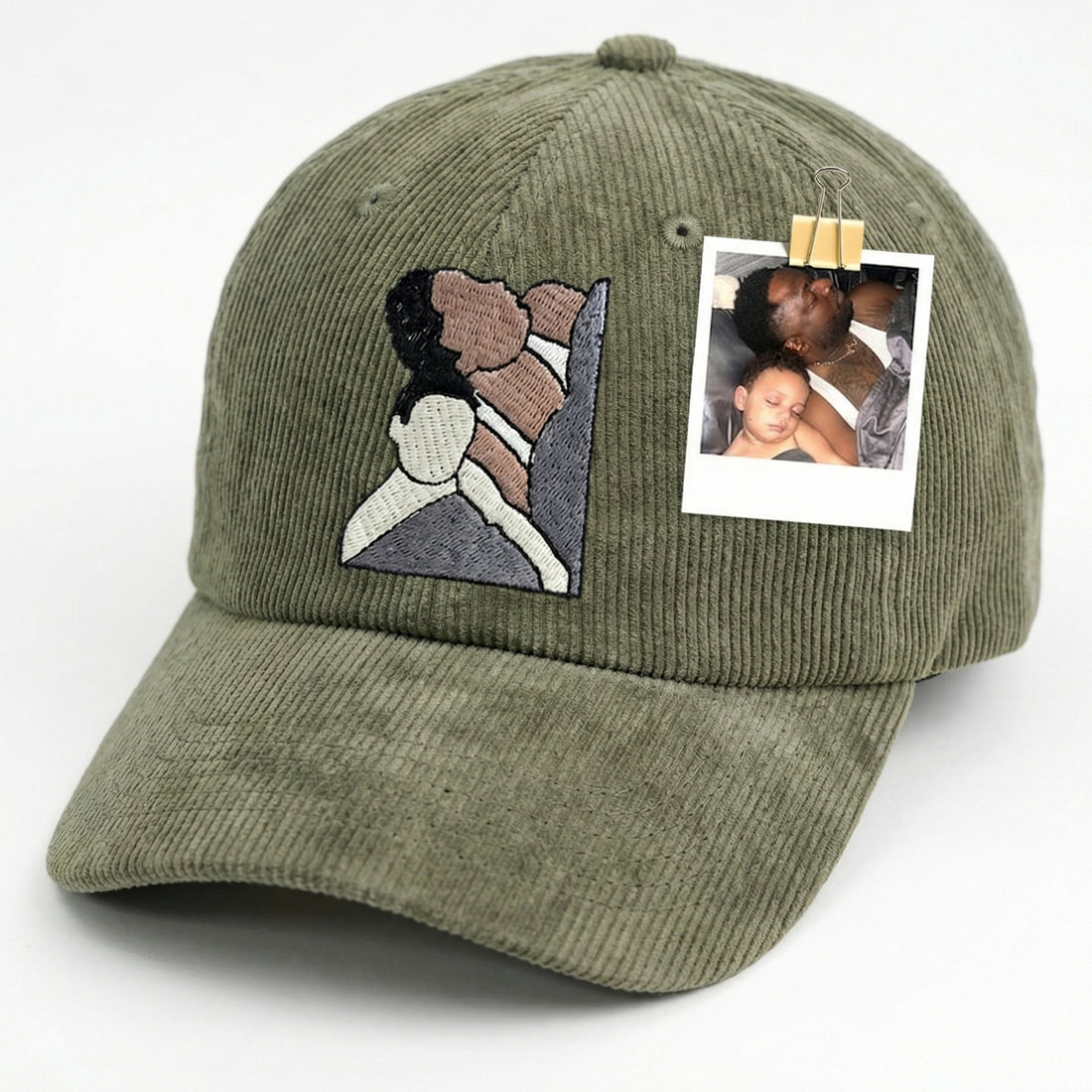 Custom Mom Corduroy Hat - Personalized Embroidered Photo Mom Cap