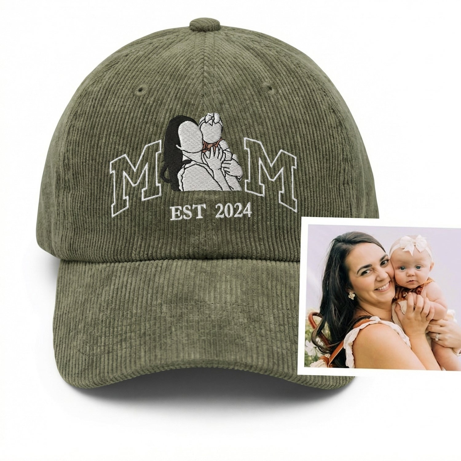 Custom Mom Portrait Hat - Personalized Photo Embroidered Mom Cap