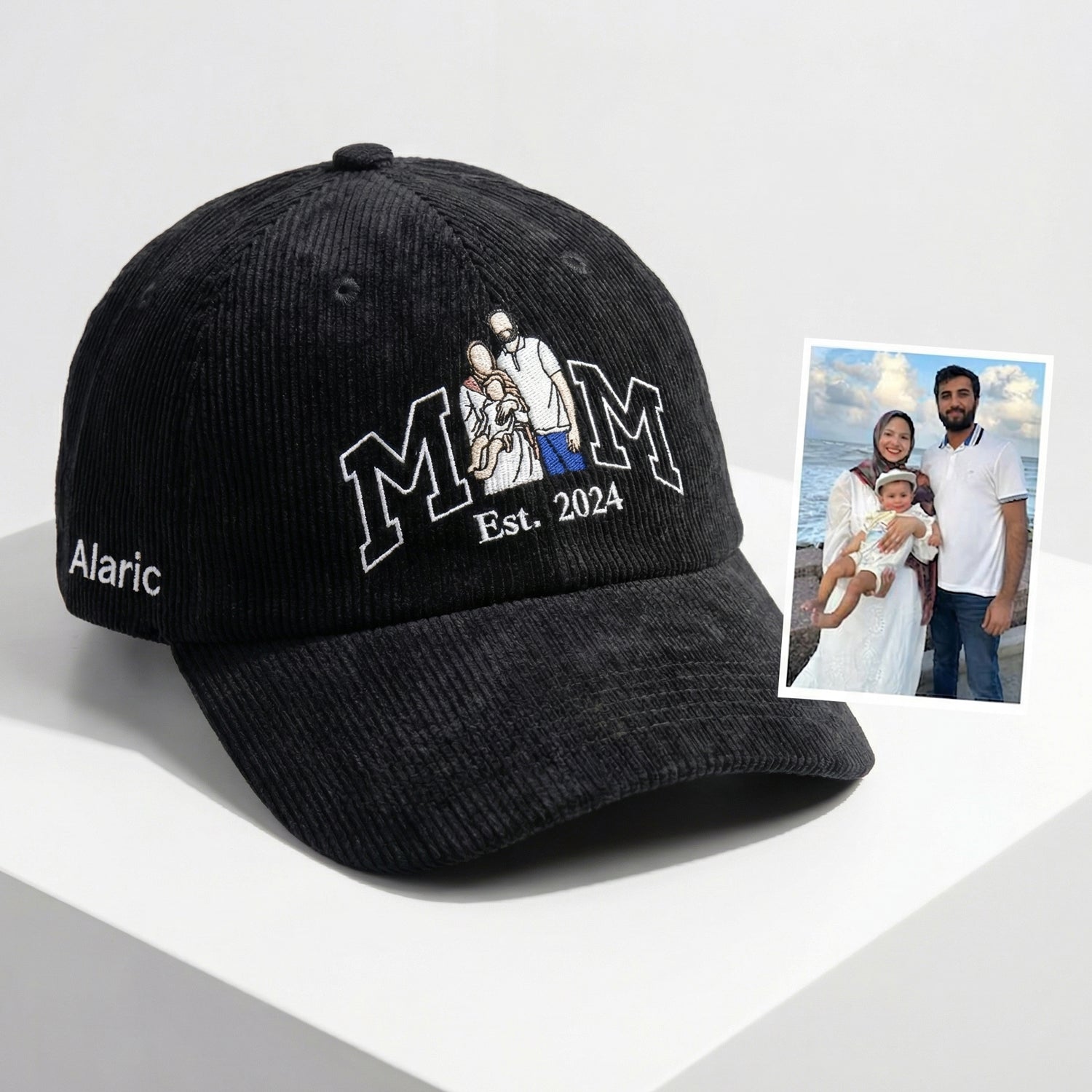 Custom Mom Portrait Hat - Personalized Photo Embroidered Mom Cap