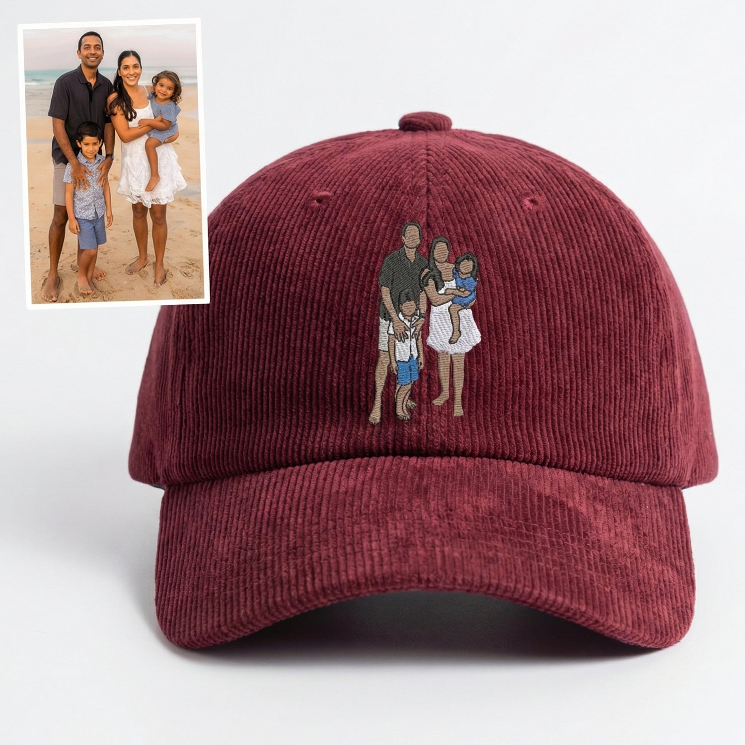 Custom Mom Corduroy Hat - Personalized Embroidered Photo Mom Cap