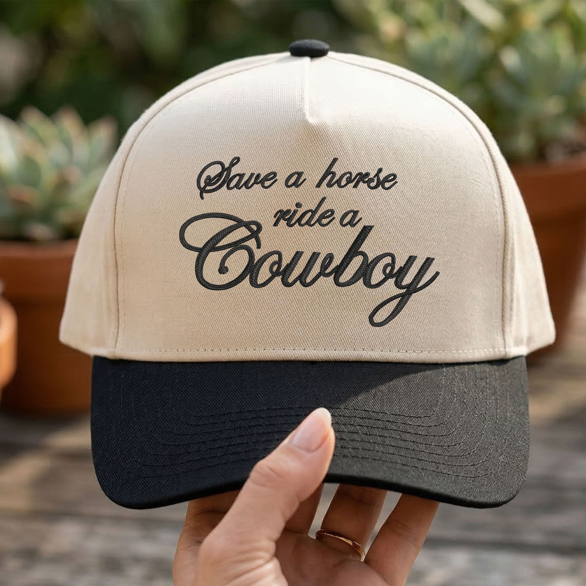 Custom Embroidered Save a Horse Ride a Cowboy Snapback Hat