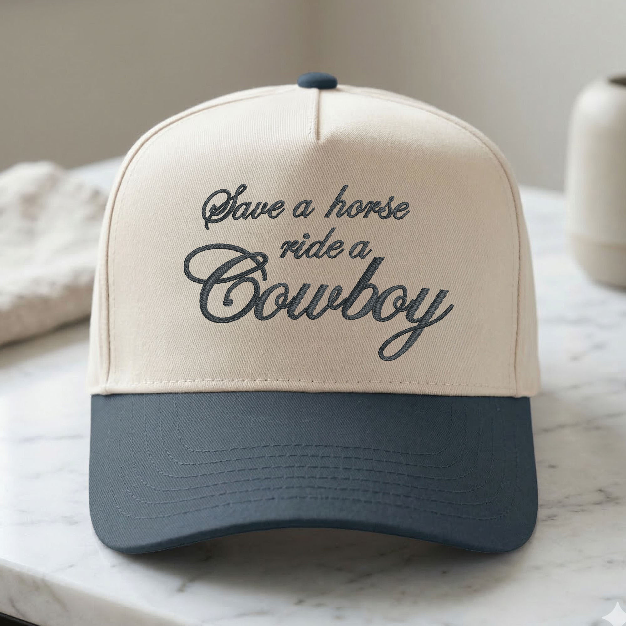 Custom Embroidered Save a Horse Ride a Cowboy Snapback Hat
