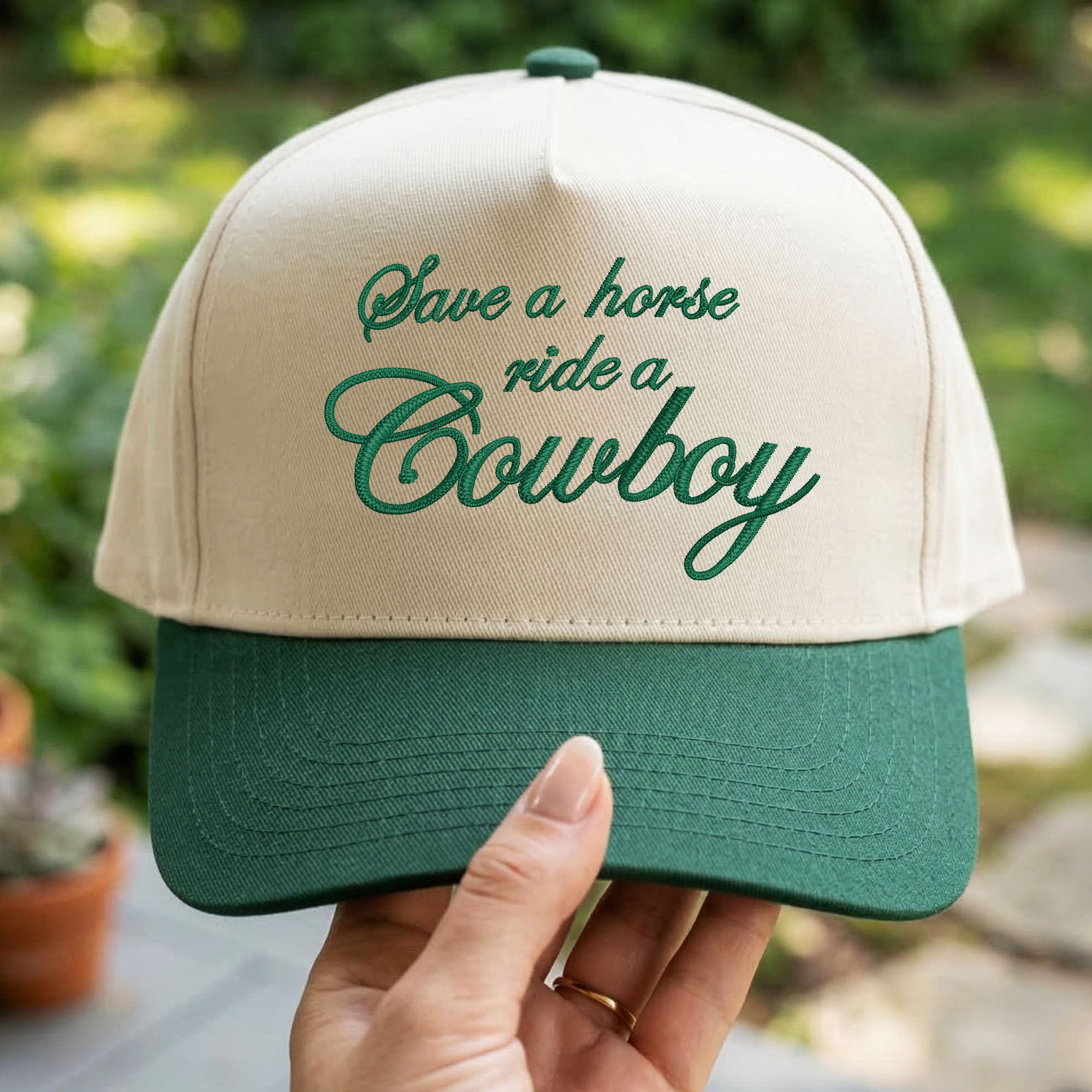 Custom Embroidered Save a Horse Ride a Cowboy Snapback Hat