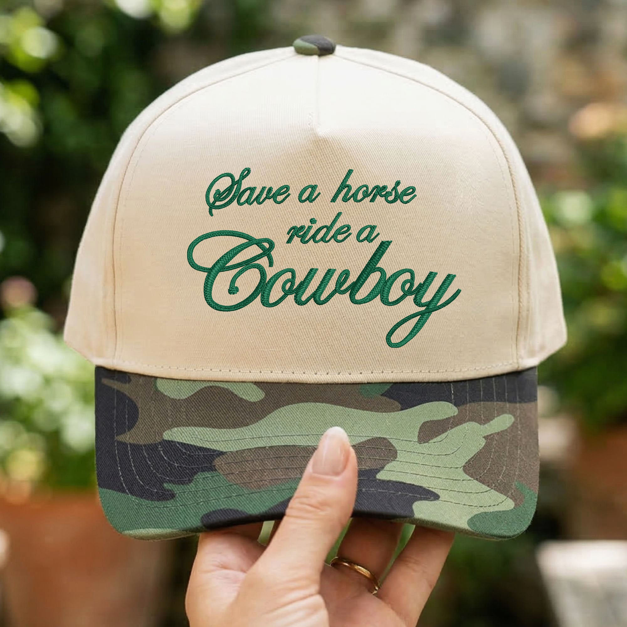 Custom Embroidered Save a Horse Ride a Cowboy Snapback Hat