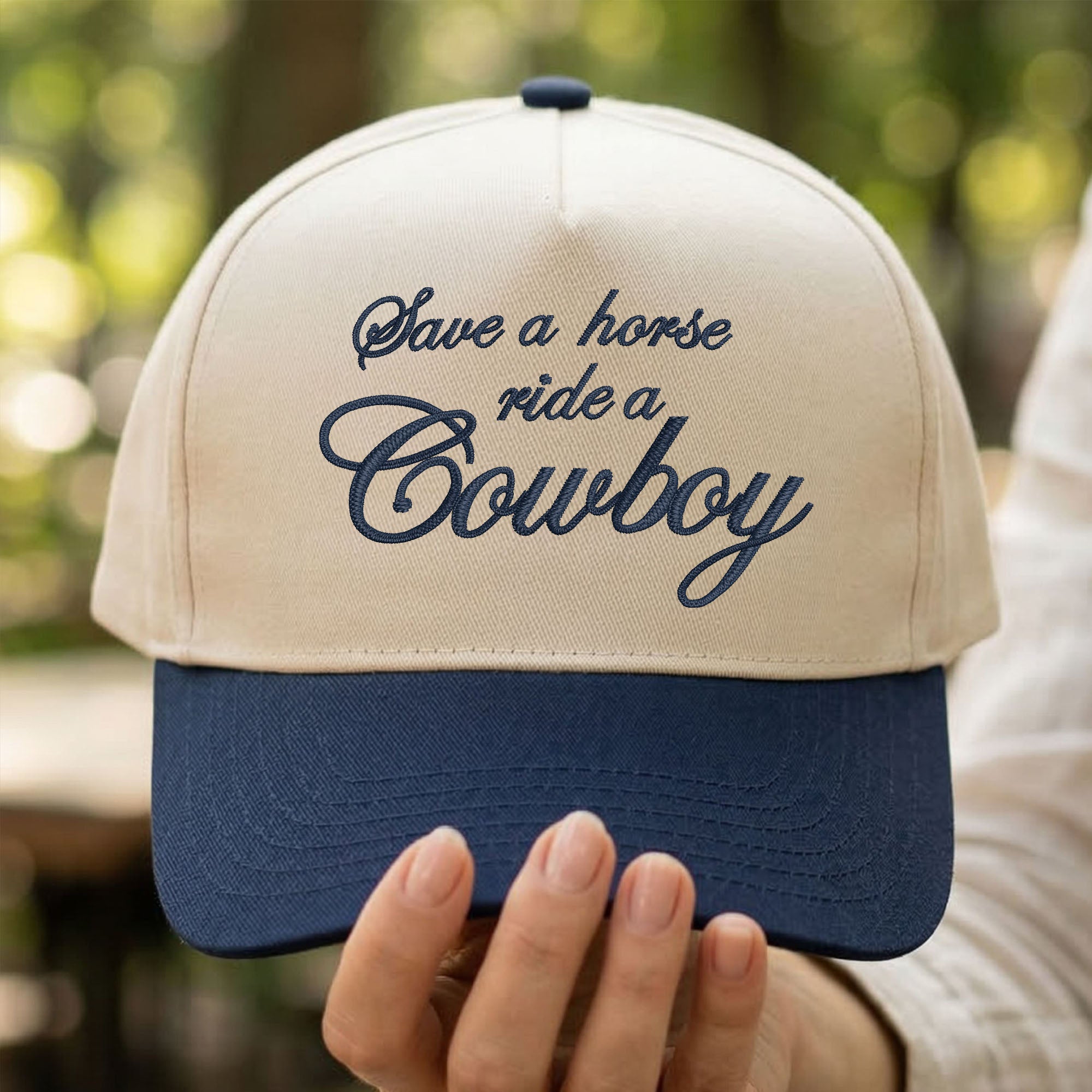 Custom Embroidered Save a Horse Ride a Cowboy Snapback Hat