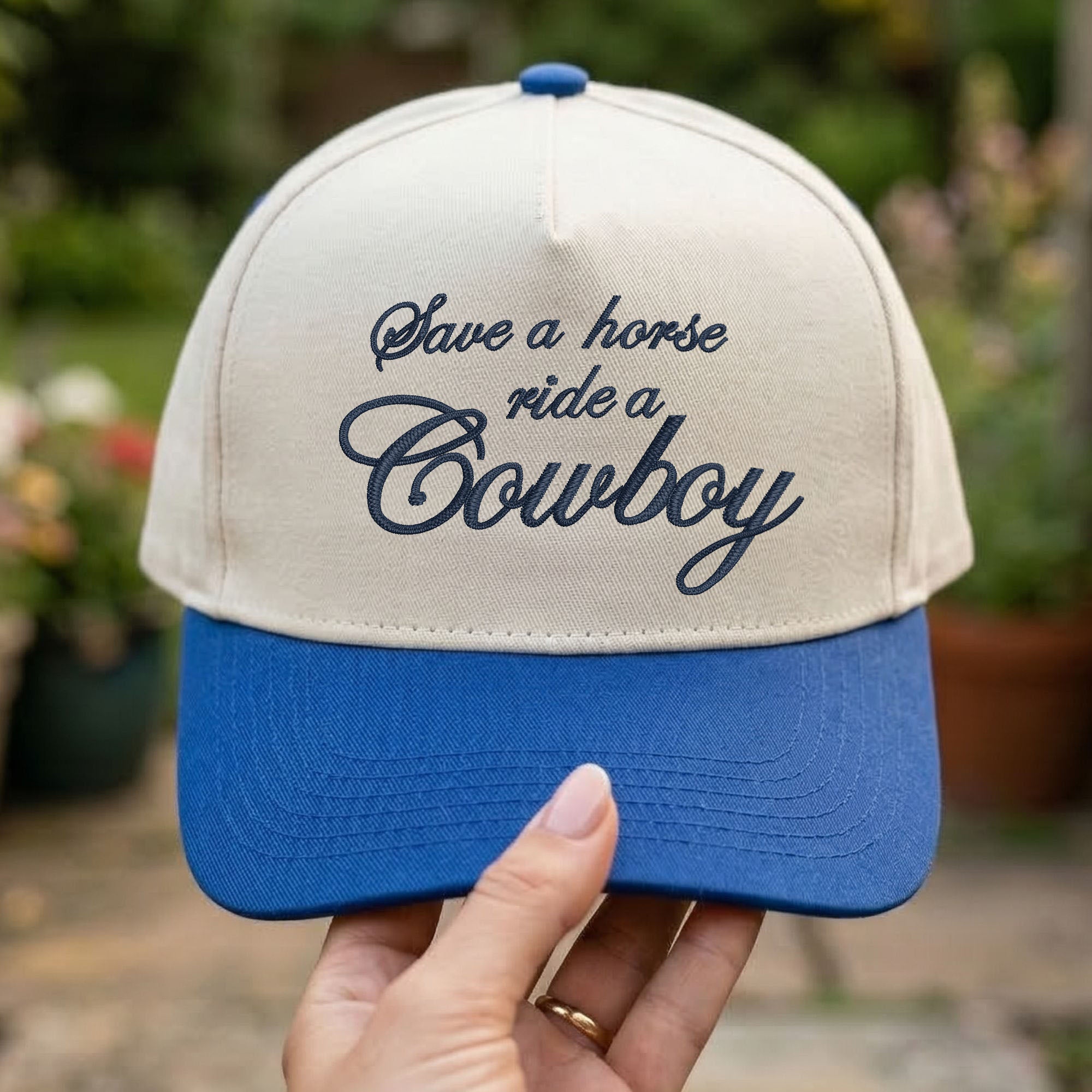 Custom Embroidered Save a Horse Ride a Cowboy Snapback Hat