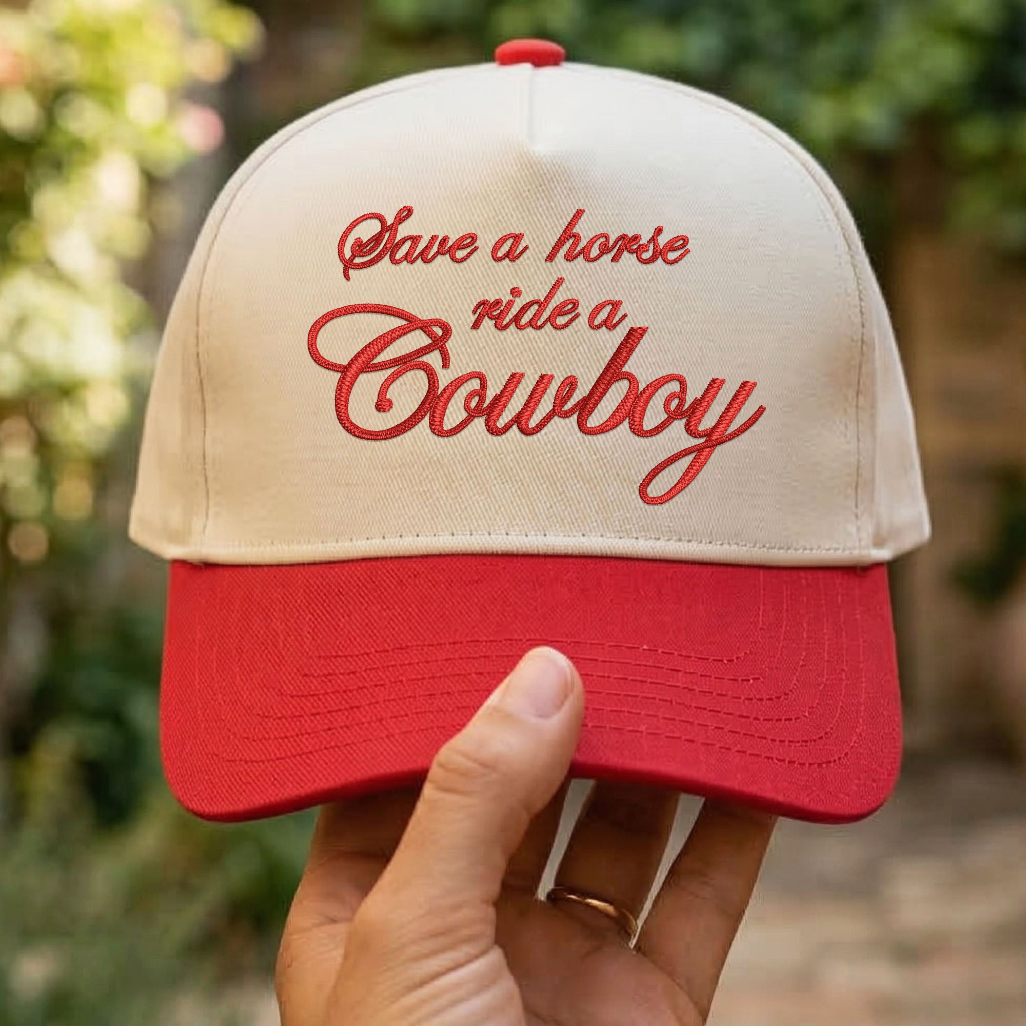 Custom Embroidered Save a Horse Ride a Cowboy Snapback Hat