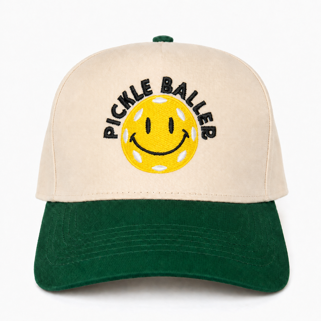 Custom Pickle Baller Smile Face Snapback Hat – Funny Embroidered Pickleball Cap