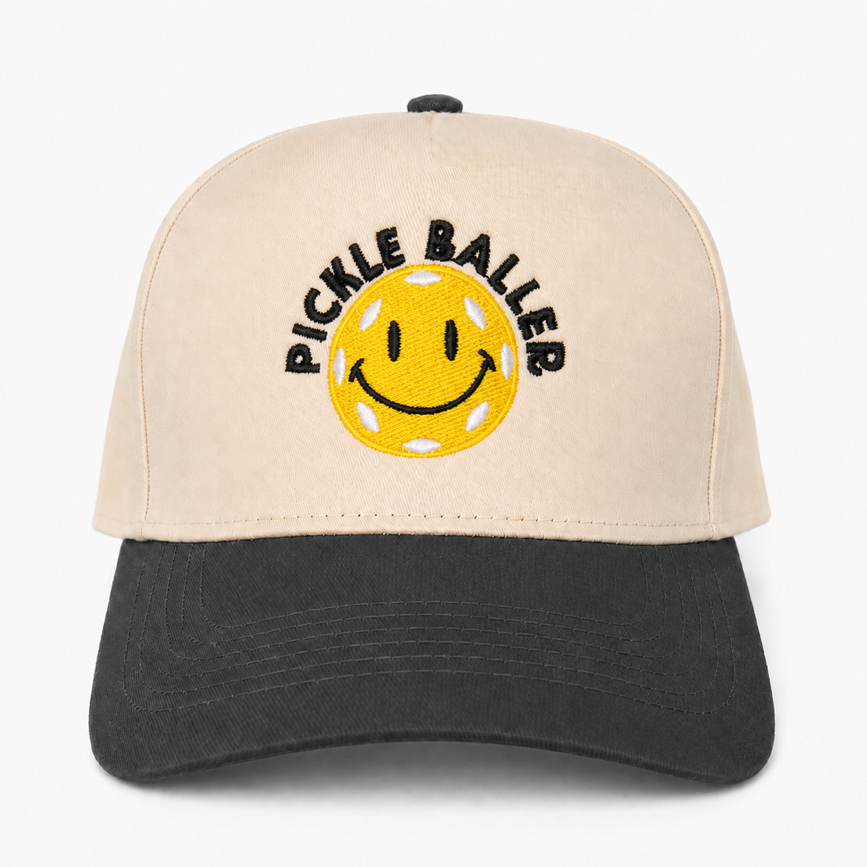 Custom Pickle Baller Smile Face Snapback Hat – Funny Embroidered Pickleball Cap