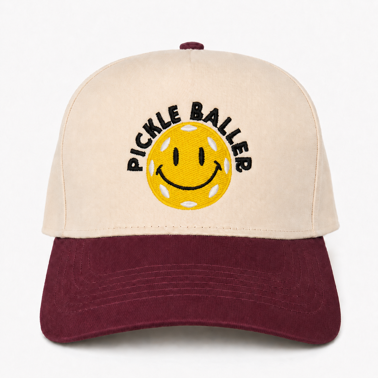 Custom Pickle Baller Smile Face Snapback Hat – Funny Embroidered Pickleball Cap