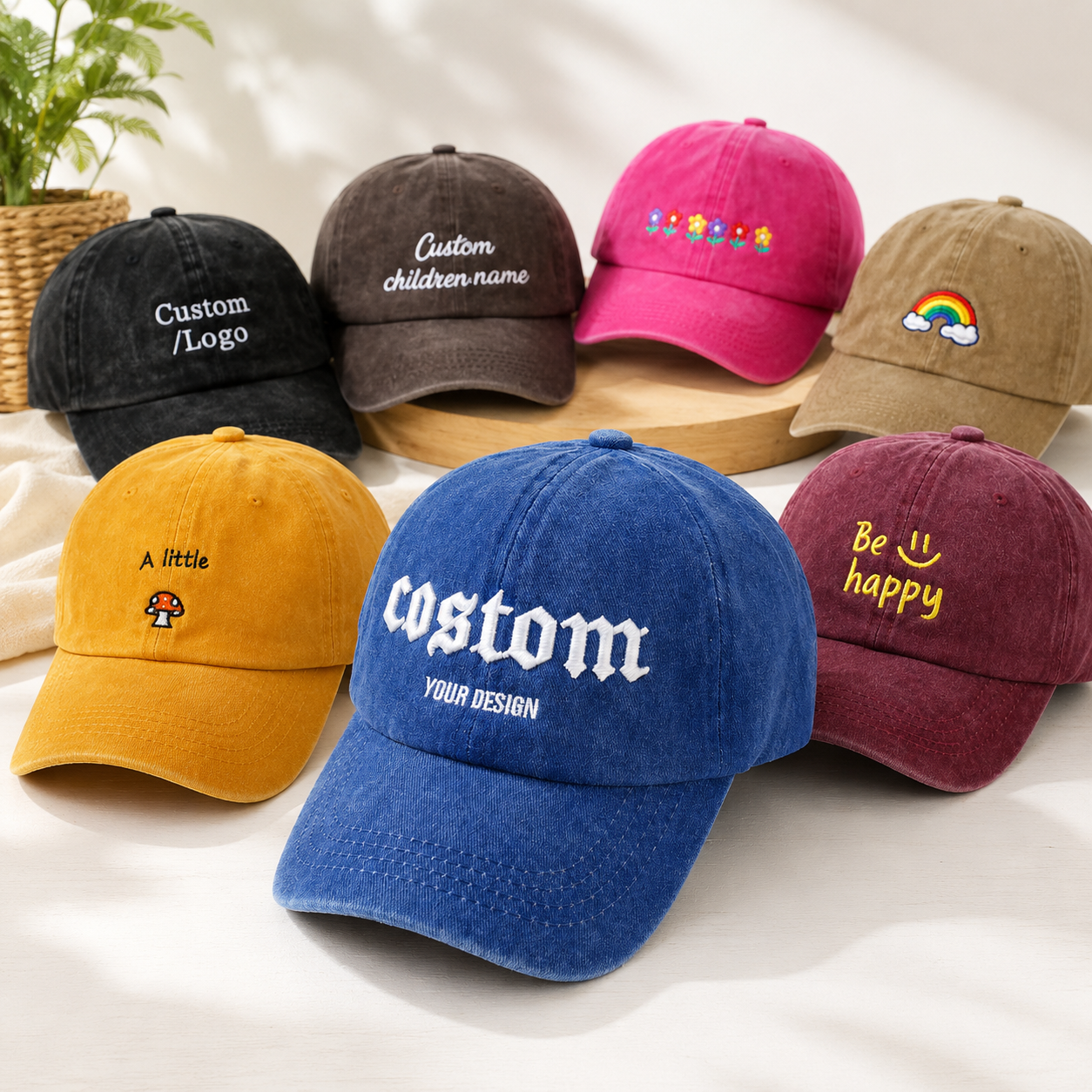 Retro Baseball Hat With Custom Logo Embroidery