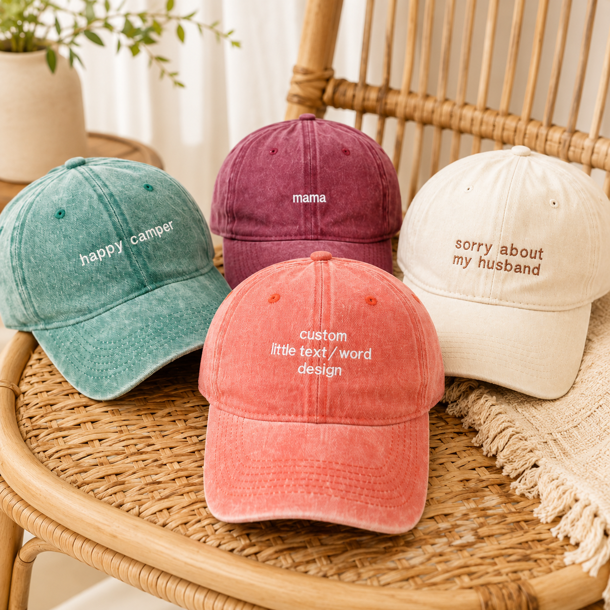 Retro Baseball Hat With Custom Logo Embroidery