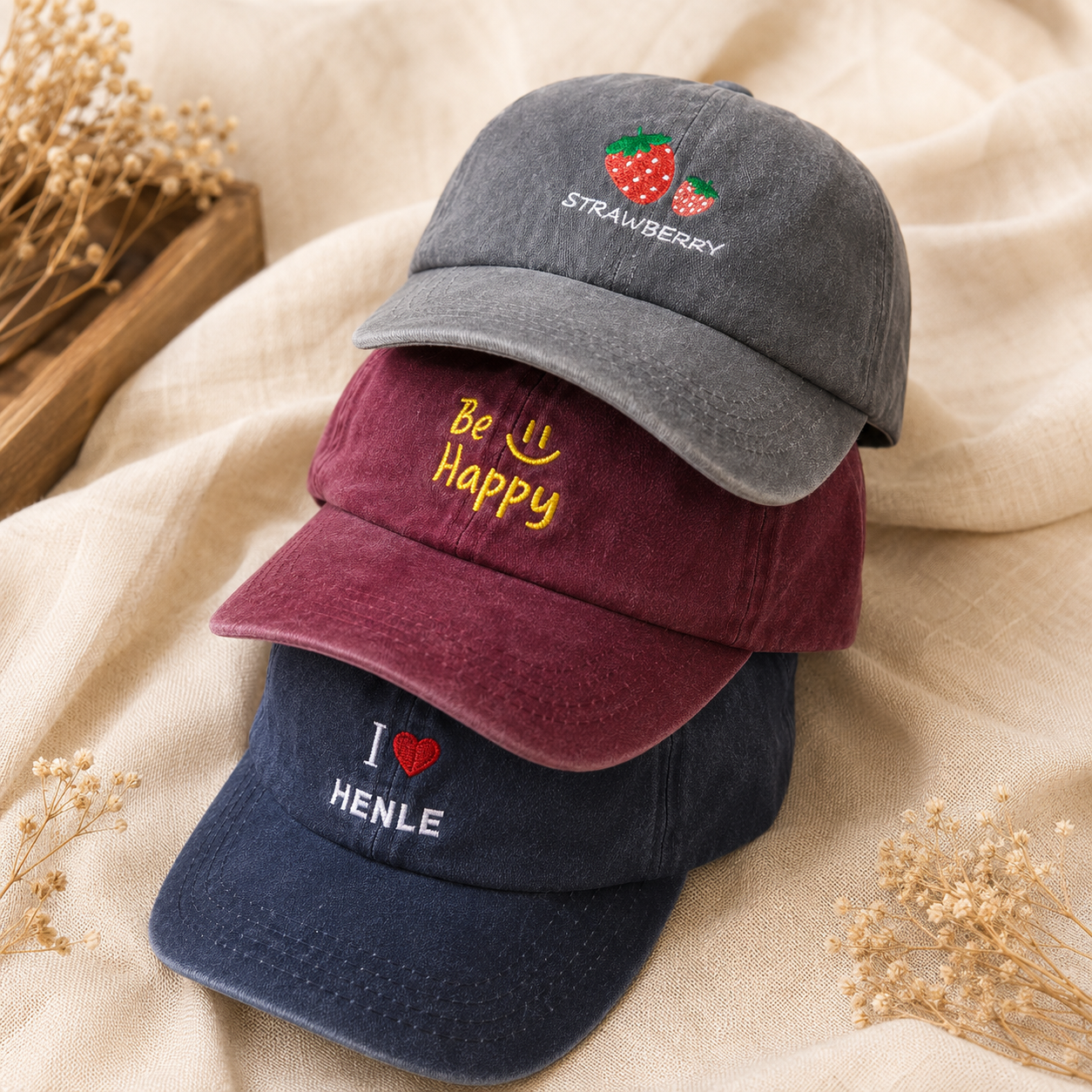 Retro Baseball Hat With Custom Logo Embroidery