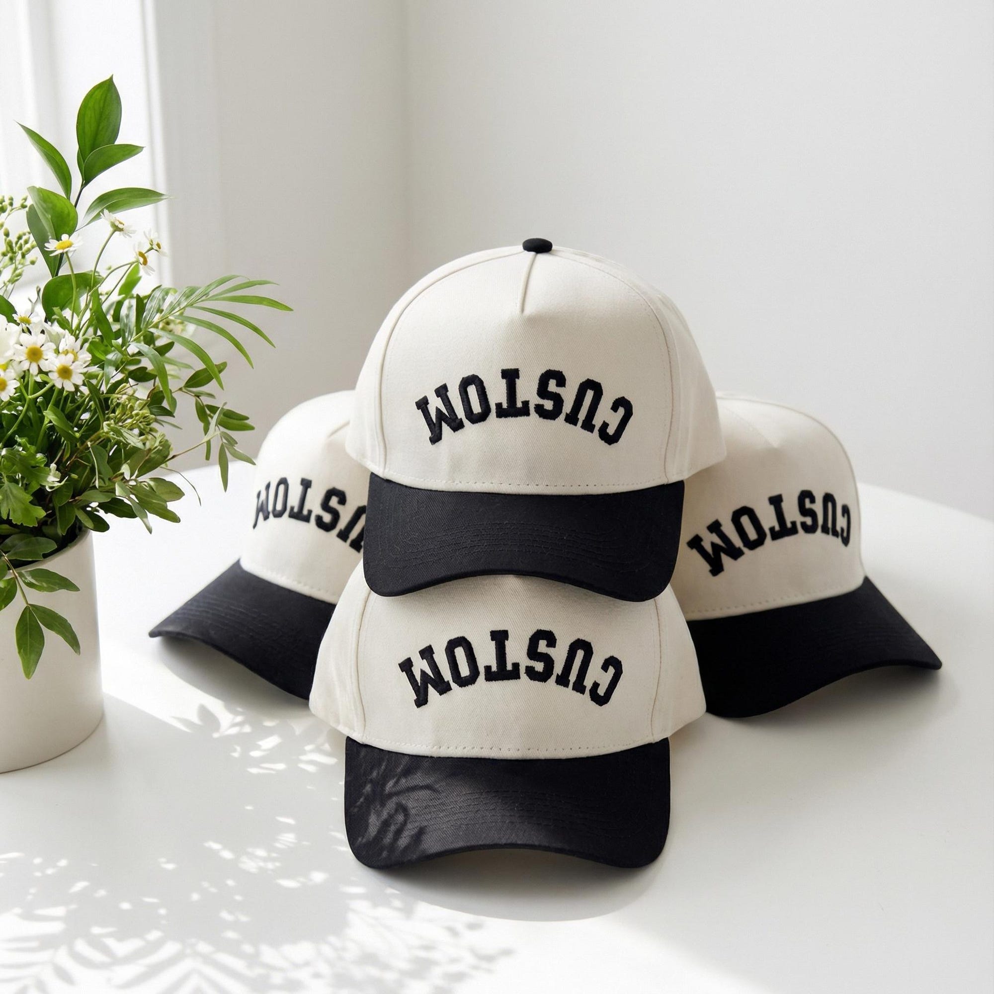 Custom Embroidered Snapback Hat - Upside Down Text Snapback Hat