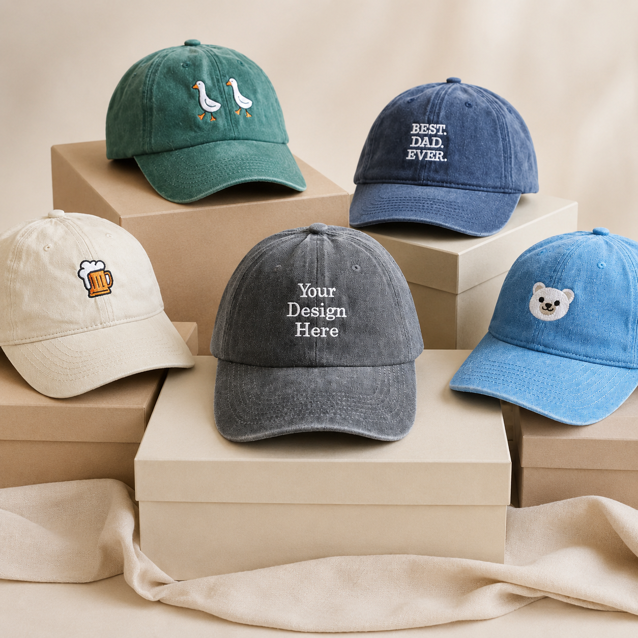 Vintage Trucker Hat With Personalized Text Embroidery