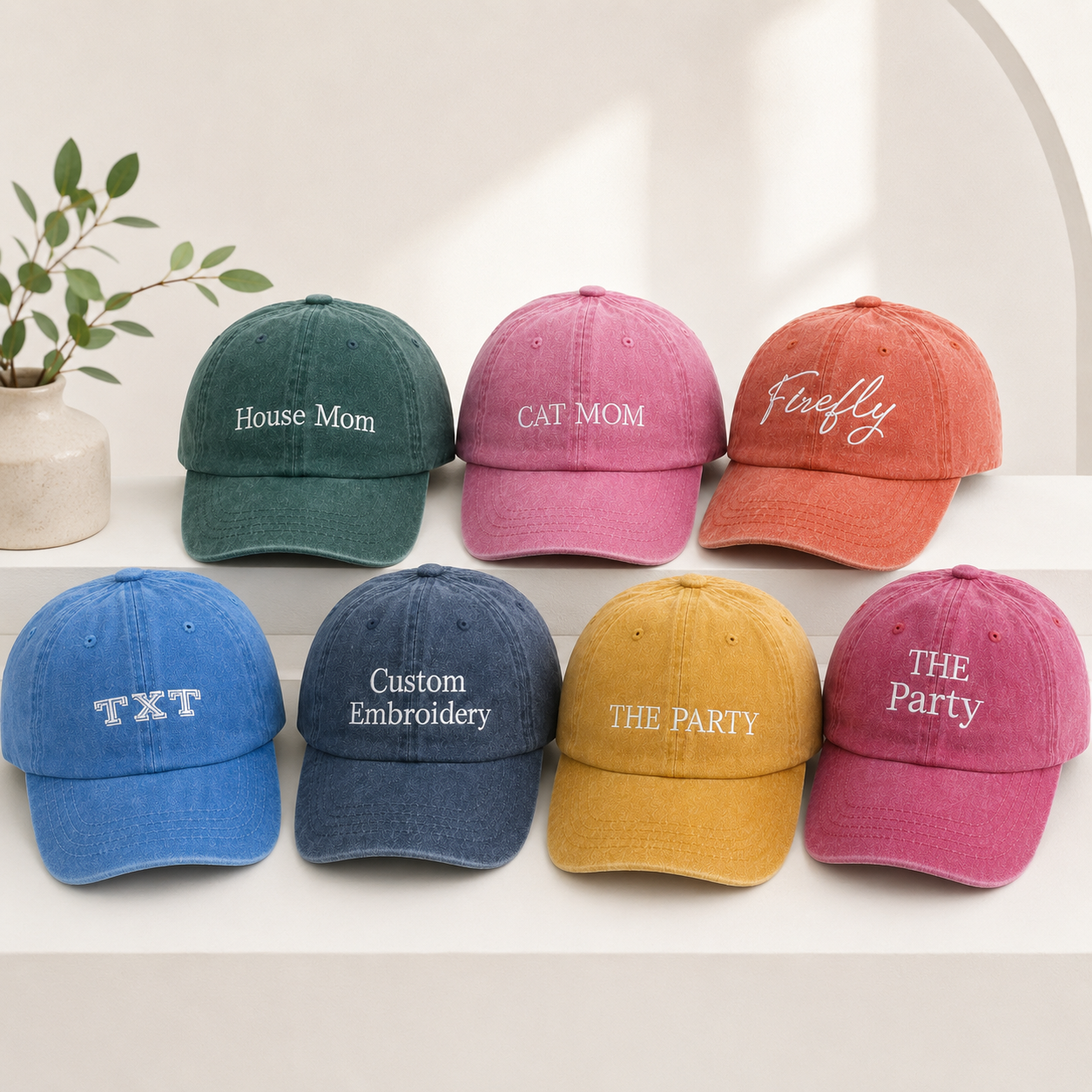 Vintage Trucker Hat With Personalized Text Embroidery