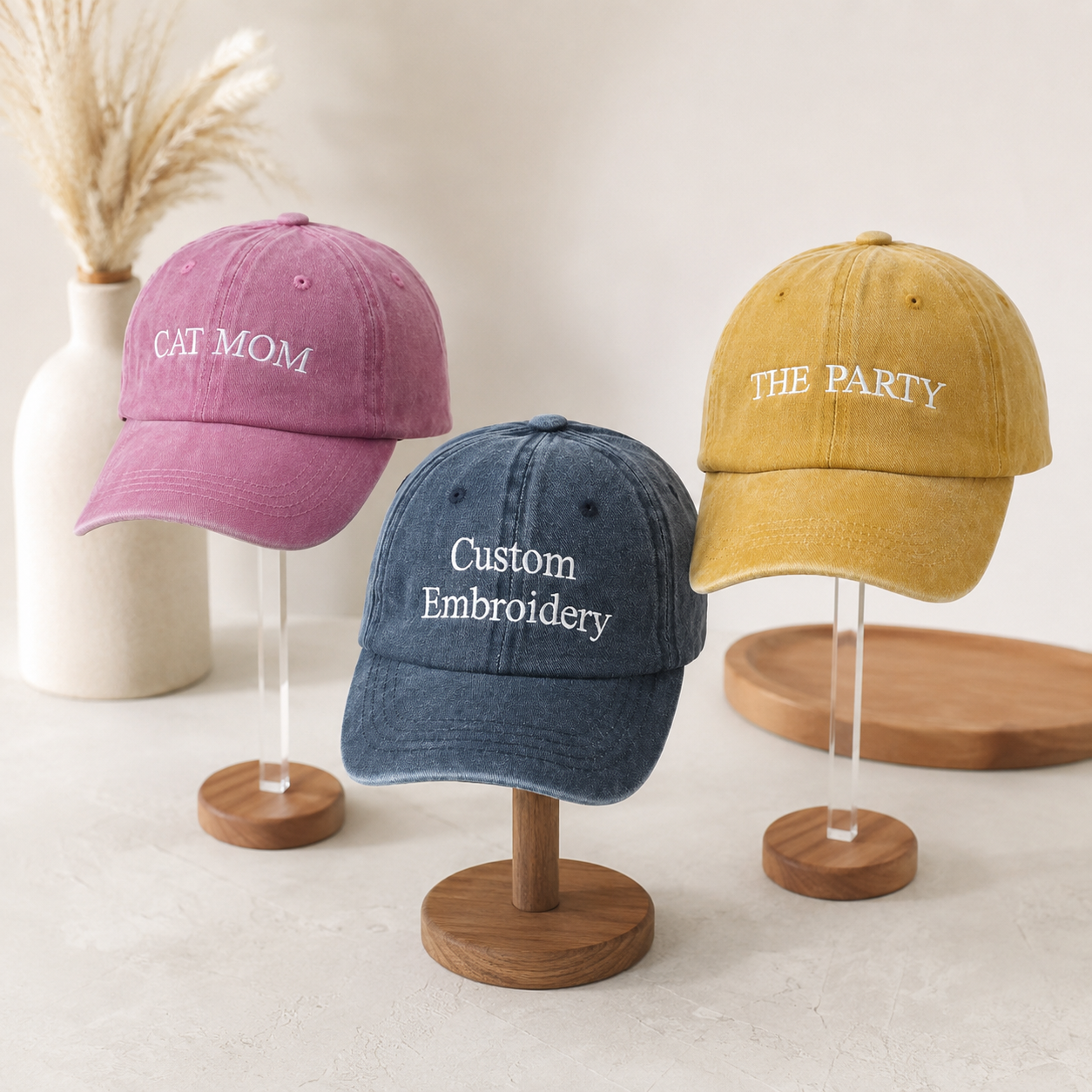 Vintage Trucker Hat With Personalized Text Embroidery